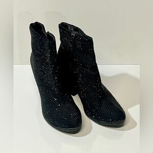 JUICY COUTURE Black sequin heeled ankle boots size 7